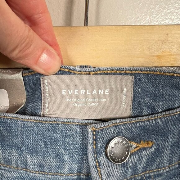 Everlane Original Cheeky Jeans Size 27 Straight Leg High Rise Light Wash Blue - Picture 3 of 10